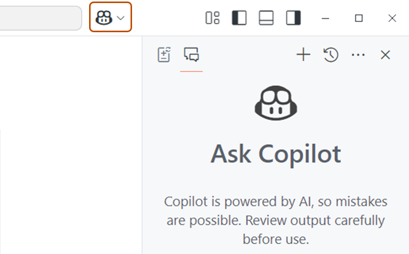 Screenshot of the 'Copilot Chat' button, highlighted with a dark orange outline.